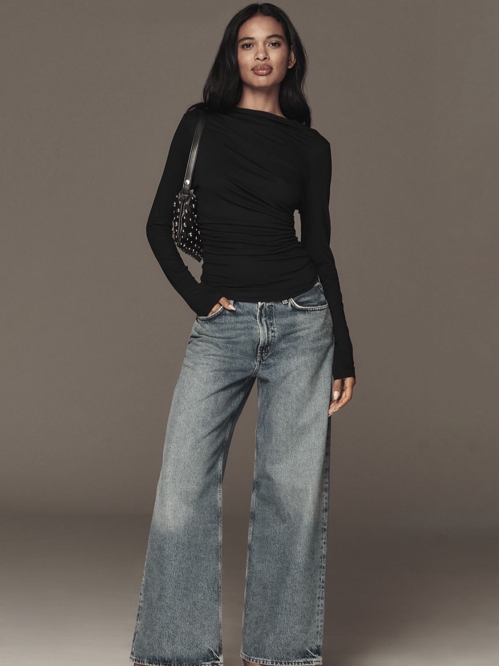 NWT Anthropologie Long Sleeve Asymmetrical Rushed Top